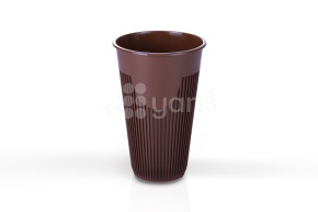 Стакан 450мл., рифленный для горячего,коричневый ПП