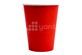 Стакан 350 мл., красный, бумажный для горячего