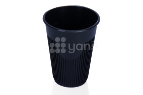 Стакан 450мл., рифленный для горячего,черный ПП