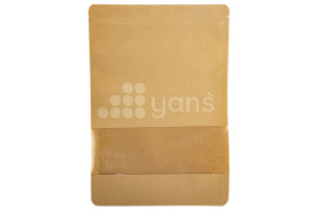 Пакет бумажный дой-пак с замком зип-лок, 200+300мм (45+45), с окном 70мм,140мкм крафт