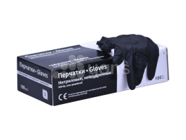 Перчатки ЧЕРНЫЕ  нитриловые, смотровые, неопудренные, размер S