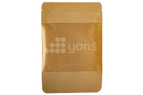 Пакет бумажный дой-пак с замком зип-лок, 120*185мм (30+30), с окном 100мм,140мкм крафт