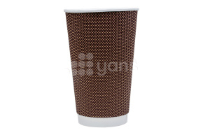 Стакан 400 мл. двухслойный, рифленный для горячего, коричневый