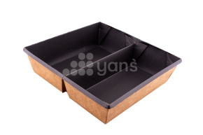 Салатник OneClick, 1200 мл, крафт, изнутри черный,2х секционный  (+ крышка 33091)