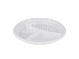 Тарелка d-205 3х секционная, белая (ПС, СтиролПласт)