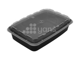 Контейнер 830 мл С КРЫШКОЙ, Черный, прямоугольный, 1 секционный