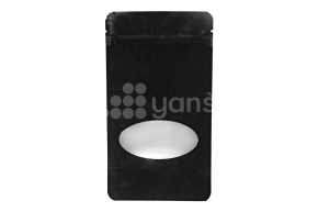 Пакет металлизированный  дой-пак с замком зип-лок, 105*190мм (35+35), 140мкм черный, матовый с окном