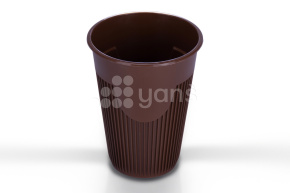 Стакан 350мл., рифленный для горячего,коричневый ПП