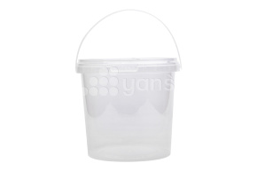 Ведро 1000 мл,/131 мм, с ручкой и крышкой, Прозрачное