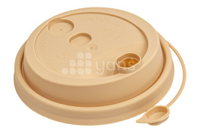 Крышка d-90 с клапаном, Крафт, матовая с питейником, ПП  Новинка (3001)